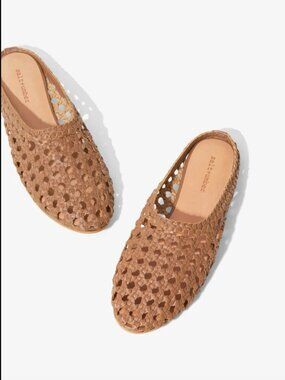Salt + Umber Shanti Brown Handwoven Leather Mule Size 8